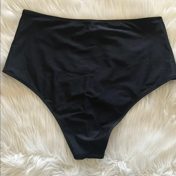 NWOT Aerie High Rise Cheeky Black Swim Bottoms Size Large - Picture 7 of 7